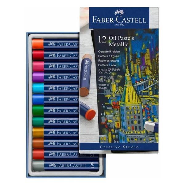 Imagem de Giz Pastel Oleoso Faber Castell 12 Cores Metálicas