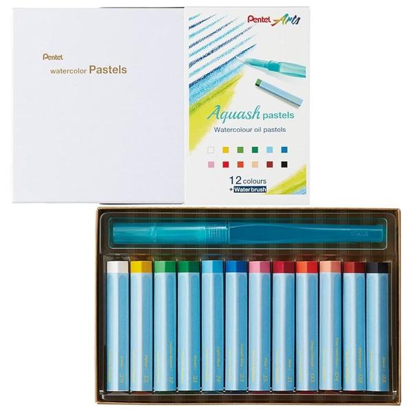 Imagem de Giz Pastel Oleoso Pentel Aquarelável Aquash Pastels 12 cores