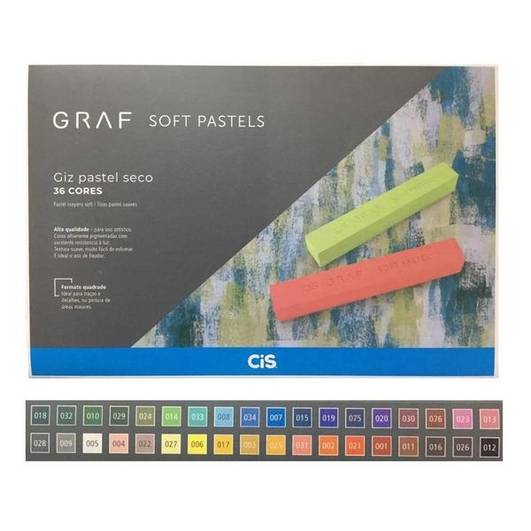 Imagem de Giz Pastel Seco Cis Graf Soft Pastels Com 36 Cores