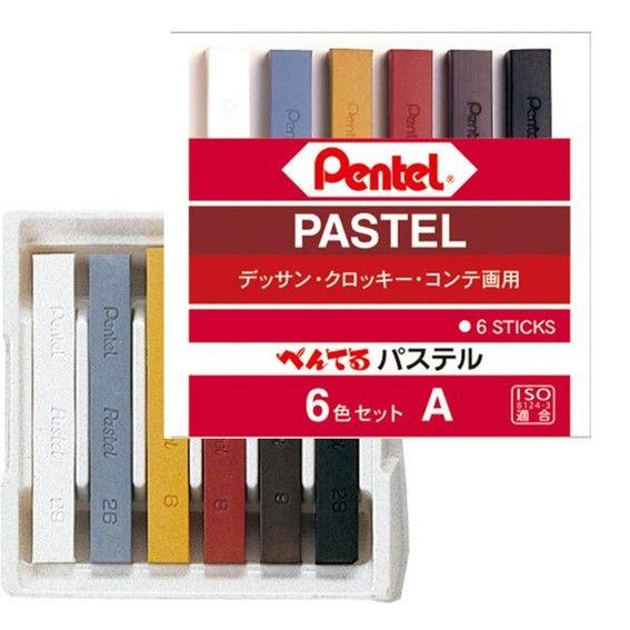 Imagem de Giz Pastel Seco Pentel Cores Urbanas com 6 unidades Ref. GA-6A