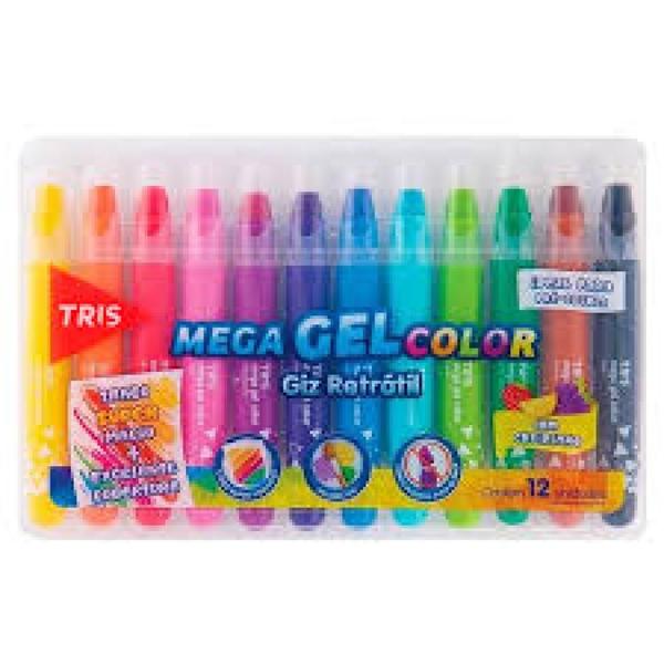 Giz retratil mega gel color 12 cor cjto - TRIS Imagem de Giz retratil mega gel color 12 cor cjto