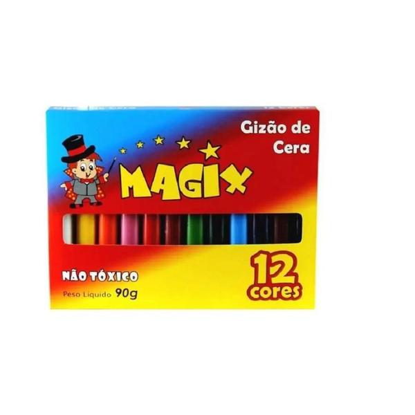 Imagem de Gizão de Cera Magix 12 cores kit 06 unids Atacado