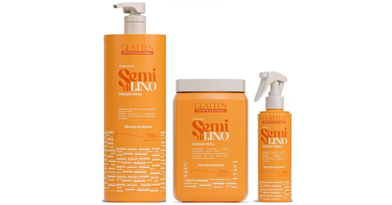 Imagem de Glatten Semi di Lino Shampoo 1 L e Máscara 1 KG e Leave-in