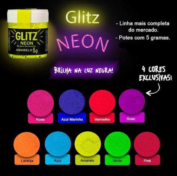 Glitter Comestível Neon Azul Marinho Corante Pó P Decoração - Geral Imagem de Glitter Comestível Neon Azul Marinho Corante Pó P Decoração