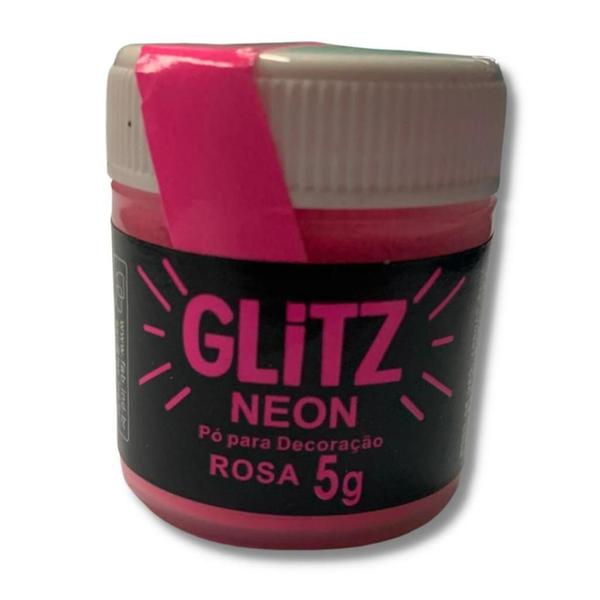 Imagem de Glitter Comestível Neon Rosa Corante Pó Para Decoração 5G