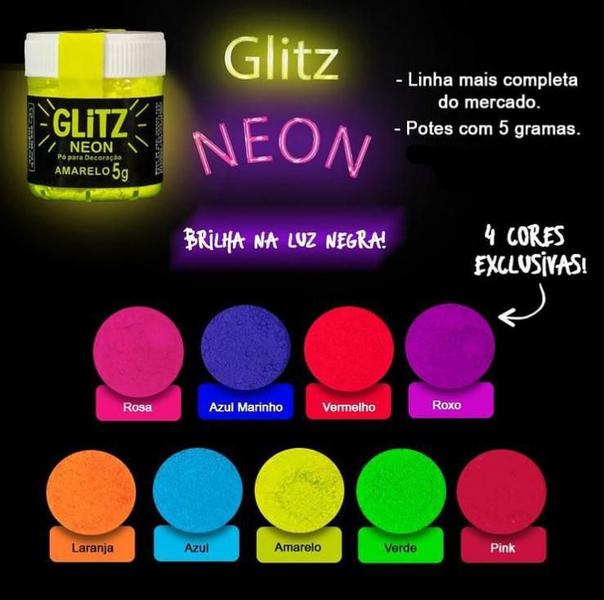 Imagem de Glitter Comestível Neon ul Corante Pó Para Decoração 5G