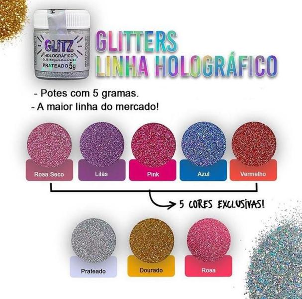 Imagem de Glitter Comestível Vermelho Corante Holográfico Pó Decoração