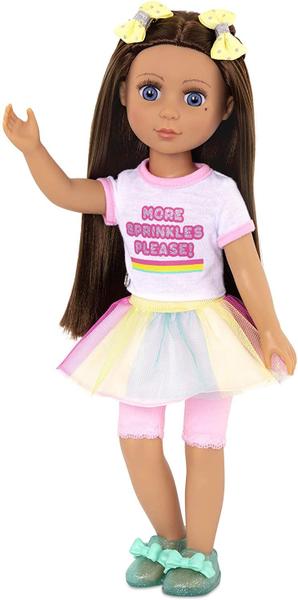 Imagem de Glitter Girls Dolls by Battat  14 polegadas Poseable Fashion Doll Kika  Brown Hair &amp Blue Eyes  Ice Cream Outfit, Rainbow Skirt e 2 Hair Bows  Brinquedos, Roupas e Acessórios para Crianças 3+