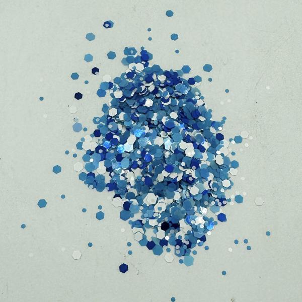 Imagem de Glitter MIX de Branco, Azul Claro e Escuro (30 g)