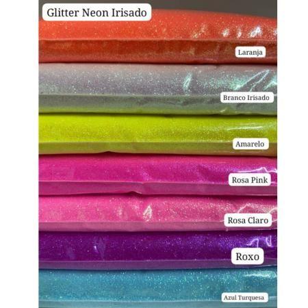 Imagem de Glitter Purpurina Em Pó Neon Irisado Laranja C/500gr Mm Biju