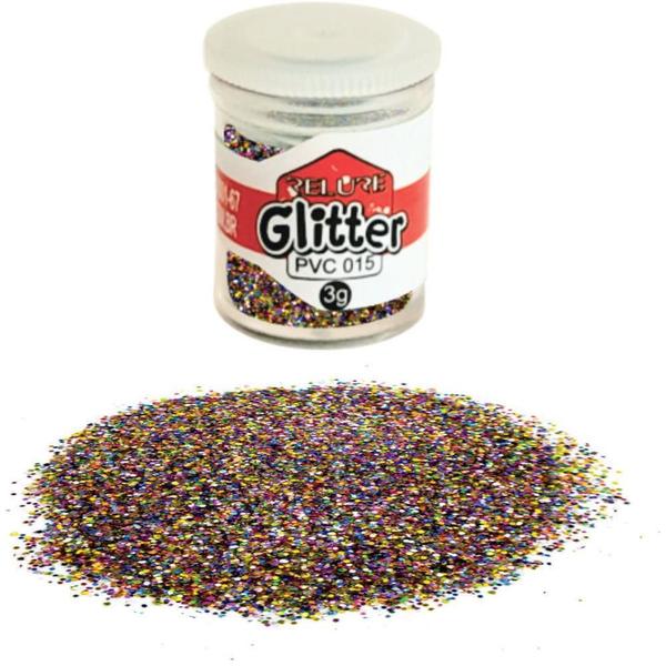 Imagem de Glitter PVC Multicor Potes 3G Pacote com 12