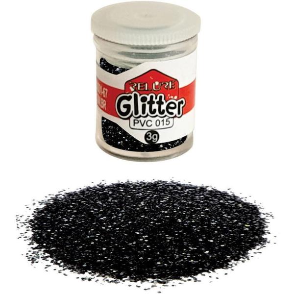 Imagem de Glitter PVC Preto Potes 3G. (7898413661429)