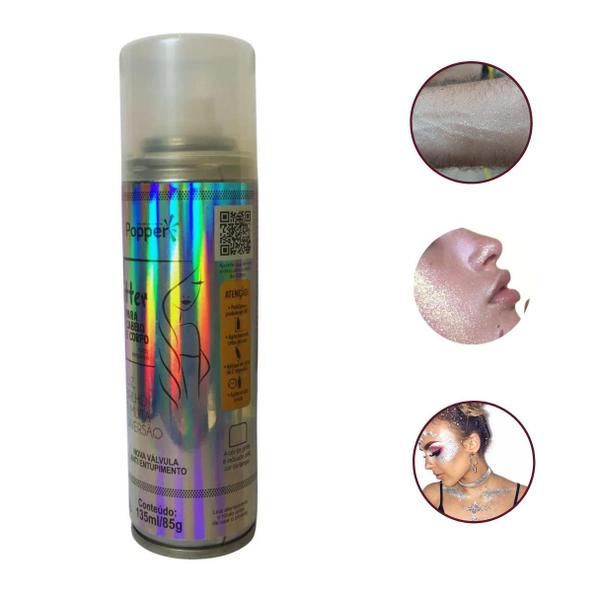 Imagem de Glitter Spray Corporal Cabelo Brilho Holográfico Carnaval