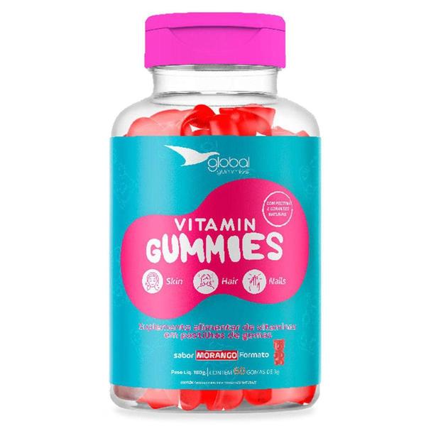 Imagem de Global Gummies Pele Cabelos e Unhas Global Suplementos - 60 Gomas Morango