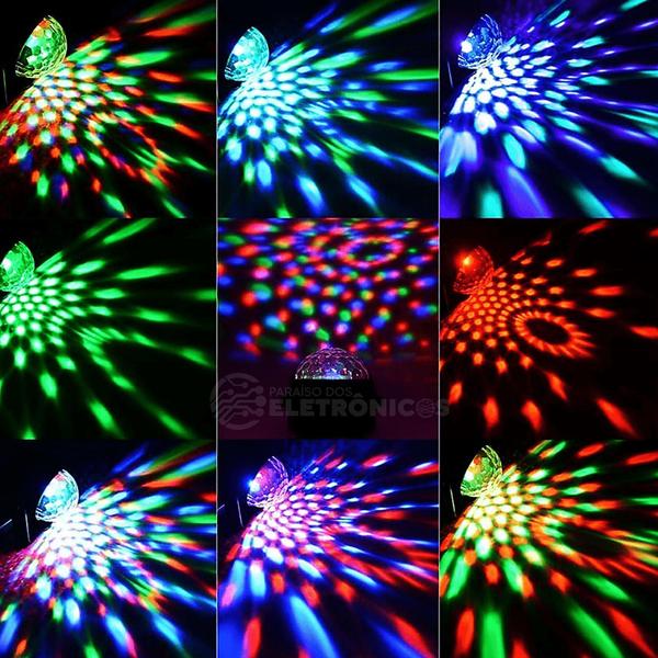 Imagem de Globo Bola Led Rgb Alto Falante Bluetooth Festa Alimentação Cabo USB Cor Preto XL911