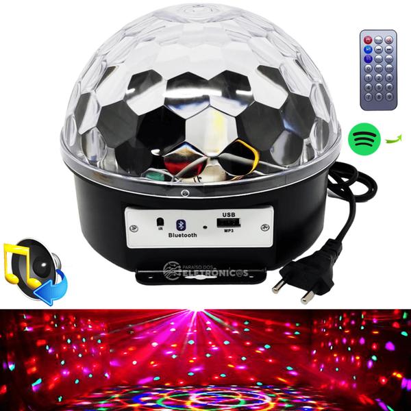 Imagem de Globo Bola Mágica Luz Rgb Alto Falante Bluetooth Usb Efeito De Luz Com Variações GLM0909 DY8821