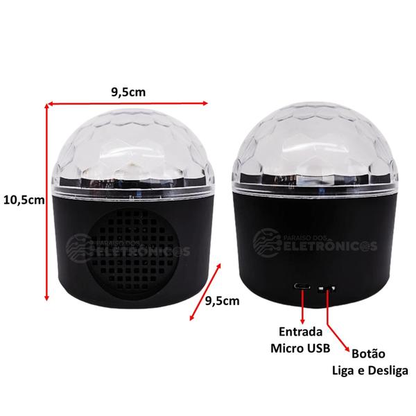 Imagem de Globo Bola Mágica Luz Rgb Alto Falante Bluetooth Usb Efeito De Luz Com Variações Preto XL911