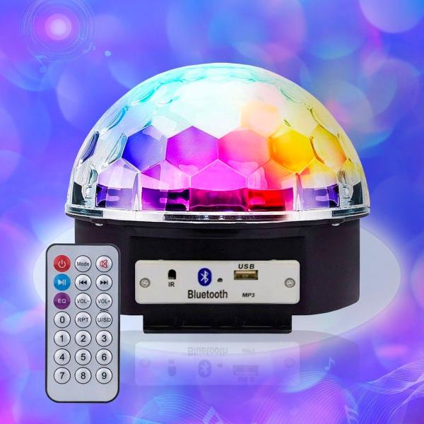 Imagem de Globo de Espelho Balada Festa Led Rotativo Bluetooth