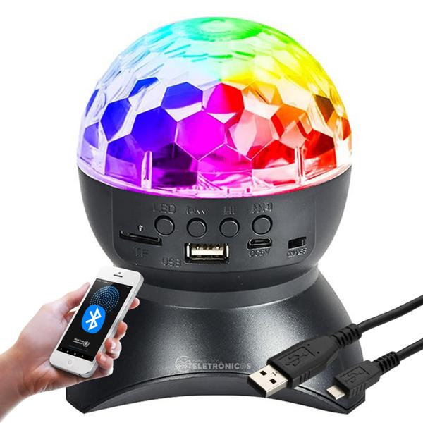 Imagem de Globo de Luz Bola Mágica RGB C/ Caixinha de Som Bluetooth Super Colorido Iluminação de Festa LEY2145