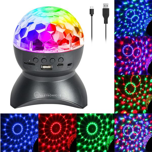 Imagem de Globo de Luz Bola Mágica RGB C/ Caixinha de Som Bluetooth Super Colorido Iluminação de Festa LEY2145