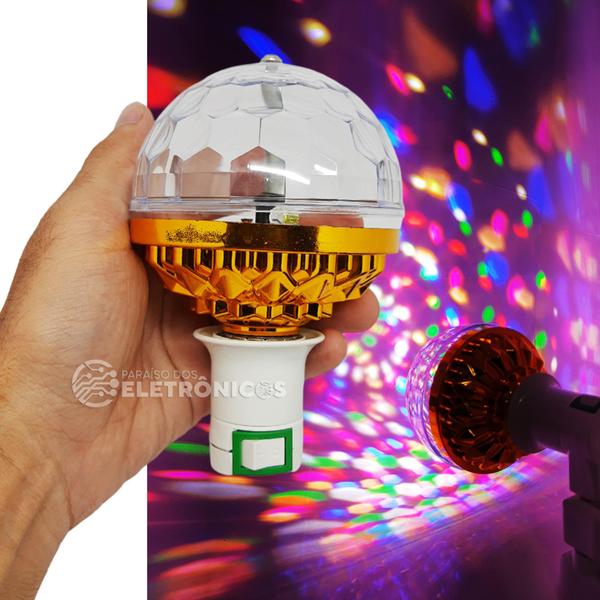 Imagem de Globo De Luz Bola Maluca RGB Com Adaptador Bivolt Lâmpada LED Colorida Rotativa LEY1726