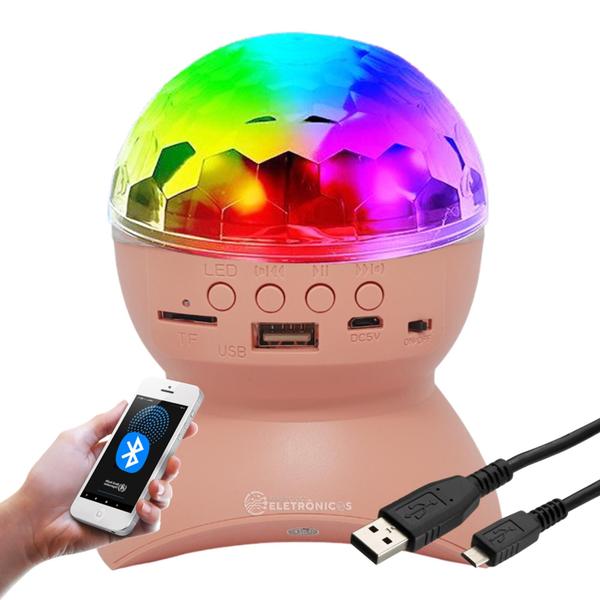 Imagem de Globo Giratório Colorido Taça Led Maluca Magic Bluetooth Iluminação Luz De Festa 360 Graus LEY2145