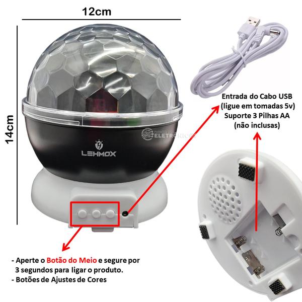 Imagem de Globo Holográfico de Luzes Potência 3w Transforme Sua Festa com Efeitos Mágicos LEY1737
