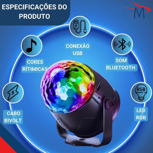 Imagem de Globo Luz RGB Bluetooth +10Bastões de Led +10 Pulseiras Neon