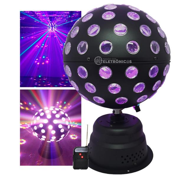 Imagem de Globo Profissional Giratório 96 LEDs RGB Efeito Para Palco Show Discoteca Com Controle 220v CYL5860