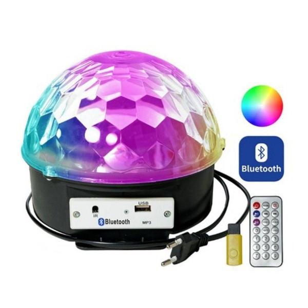 Imagem de Globo Projetor Luz De Balada Rgb Giratório Musical Bluetooth