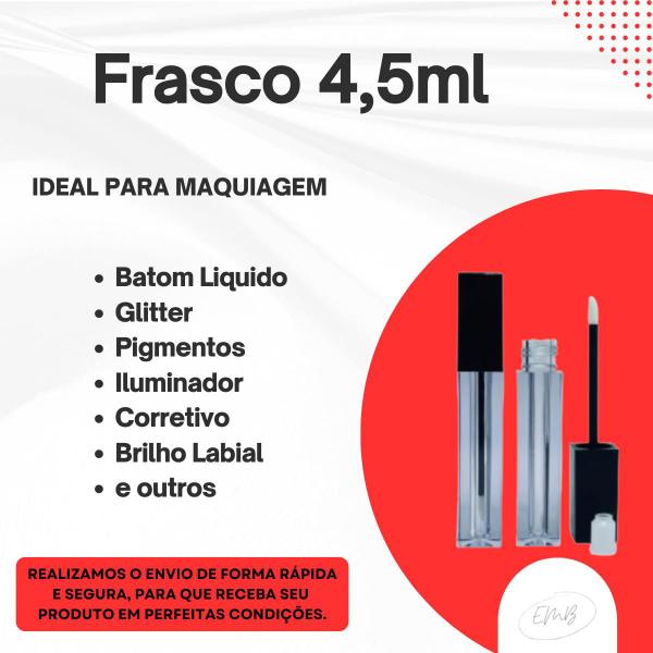 Imagem de Gloss Embalagem Vazia Frasco 4,5ml Quadrado Premium - 100u