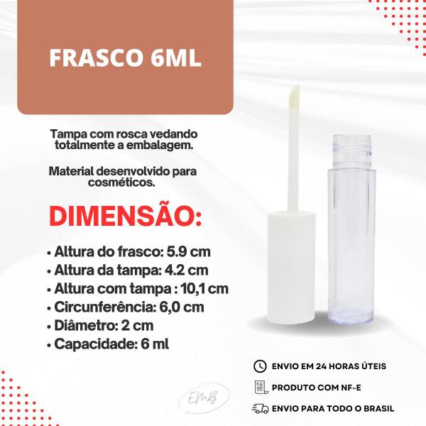 Imagem de Gloss Labial Embalagem Vazia Frasco Para Maquiagem 6ml - 5u