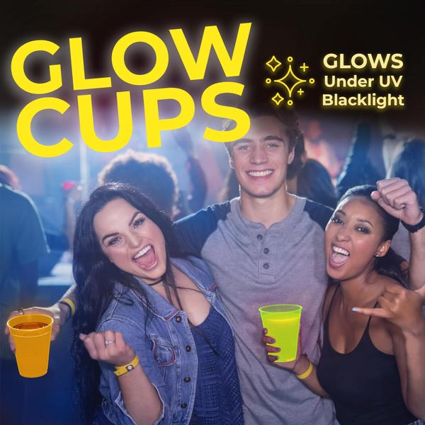 Imagem de Glow Cups Exquisite, pacote de 120, 473 ml, Blacklight Reactive Neon