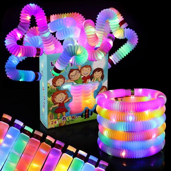 Imagem de Glow Stick Fidget Pop Tubes, pacote com 24 lembrancinhas de festa para crianças