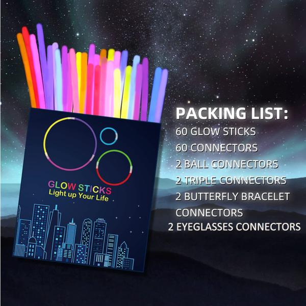 Imagem de Glow Sticks AIVANT Glowsticks 8 polegadas 60 unidades com conectores x60