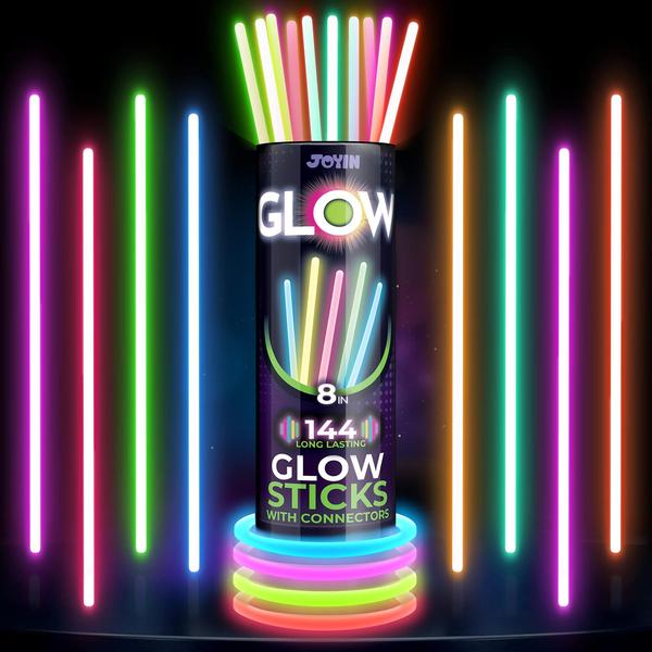 Imagem de Glow Sticks JOYIN 144 unidades Bulk 8 Glowsticks, lembrancinhas de festa