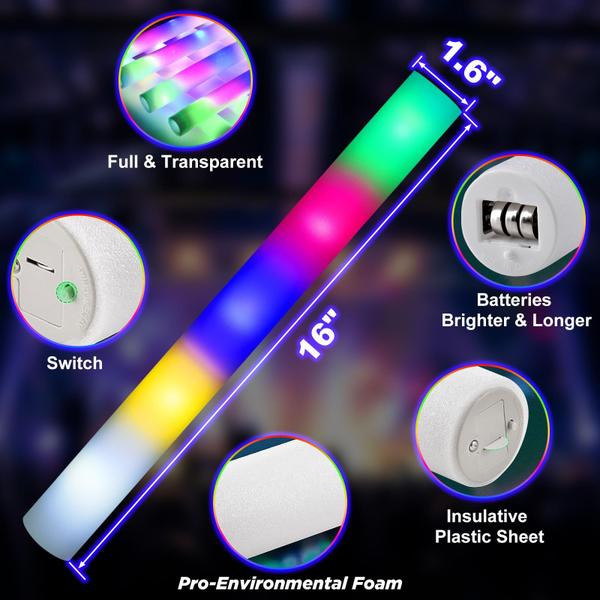 Imagem de Glow Sticks SHQDD Bulk 30 peças de espuma LED gigante de 40 cm, 5 cores