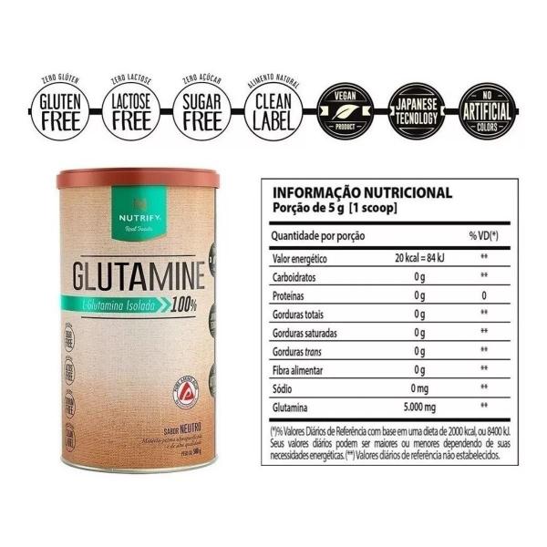 Imagem de Glutamina 100% Isolada Clean Label 500g Nutrify