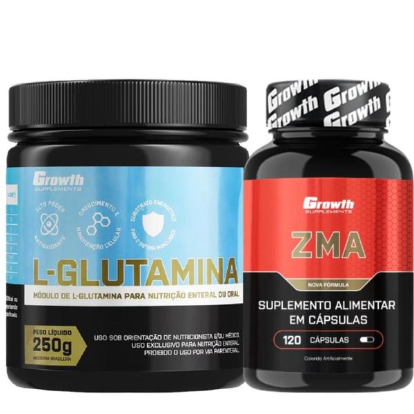 Imagem de Glutamina Pura 250g + ZMA 120 Caps Growth Supplements