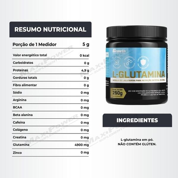 Imagem de Glutamina Pura 250g + ZMA 120 Caps Growth Supplements