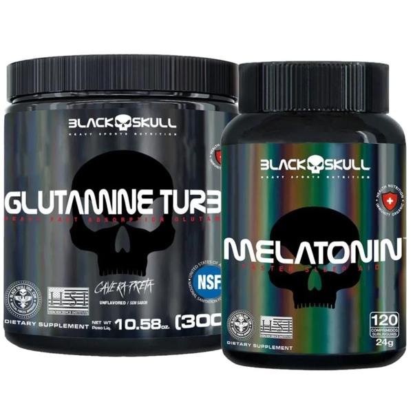 Imagem de Glutamina Turbo 300g + Melato nina Sub 120 Caps Black Skull