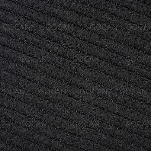 Imagem de GOCAN Extra Grande Armazenamento Cesta de Lavanderia 22 "X 22 "X 14" Cesta de Corda de Algodão Tecida para Cesta de Cobertor com Alças para Armazenamento de Brinquedos da Sala de Estar XXXL (Pure Blk)