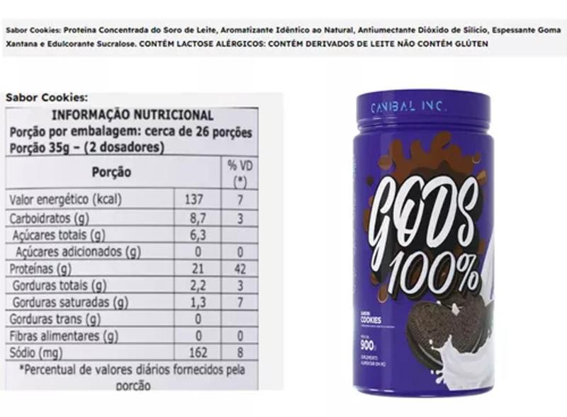 Imagem de Gods Whey 100% Com 21g de Proteina, 5,3 BCAA Por Dose - 900g Canibal Inc