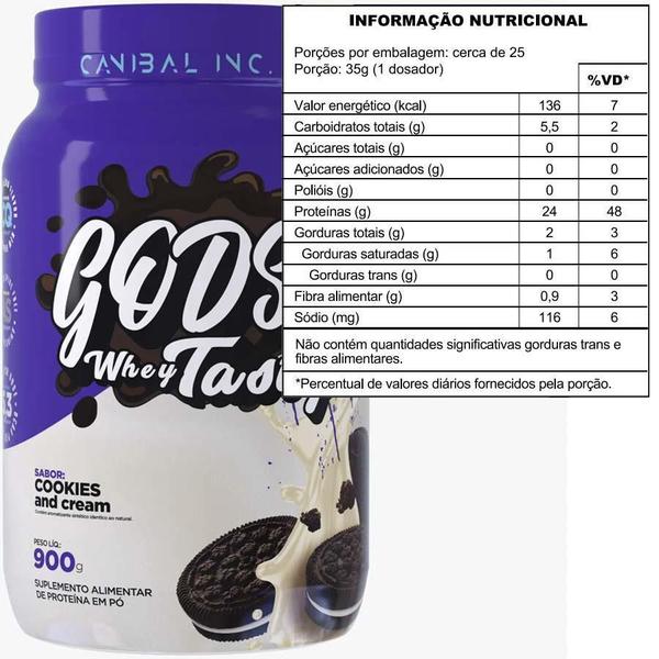 Imagem de Gods Whey Tasty Whey Protein 3W 900G Canibal Inc Cookies