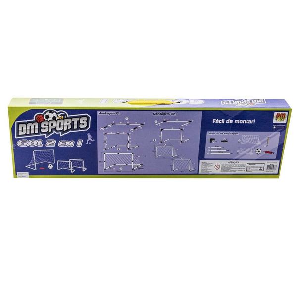 Gol 2 em 1 Kit Futebol Para Meninos 2 Traves Chute a Gol Com Bola - DM Toys Imagem de Gol 2 em 1 Kit Futebol Para Meninos 2 Traves Chute a Gol Com Bola