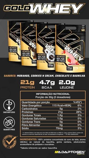 Imagem de Gold Whey Protein 900g Refil Adaptogen Whey Concentrada