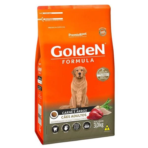 Imagem de Golden Formula Caes Adultos Carne Porte Médio e Grande 3 Kg