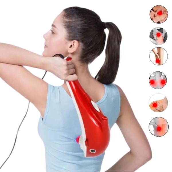 Imagem de Golfinho elétrico massageador de costas, massagem shiatsu para cervical, martelo de massagem para pescoço, ombro,110v