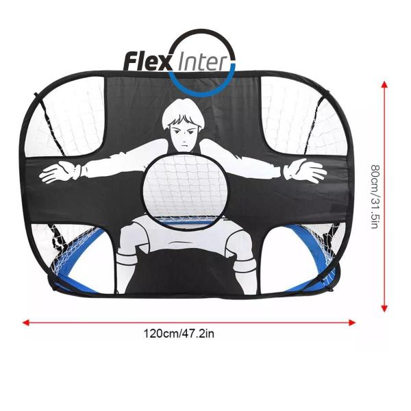 Imagem de Golzinho Futebol 2 em 1 Gol Dobrável Duplo Treino com Goleiro Infantil Portátil Azul