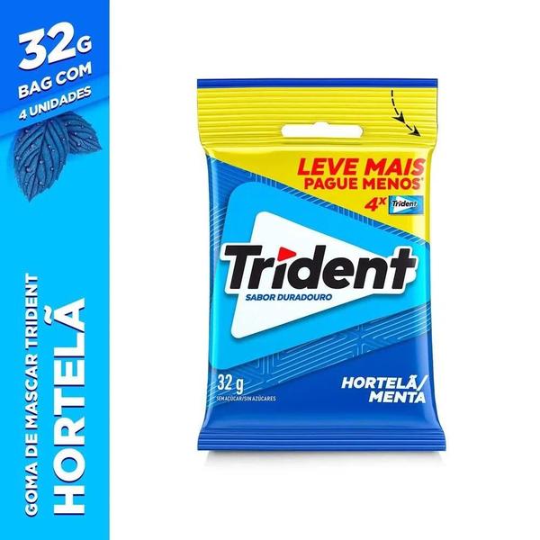 Imagem de Goma De Mascar Hortelã Zero Açúcar 32G 4 Unidades  Trident